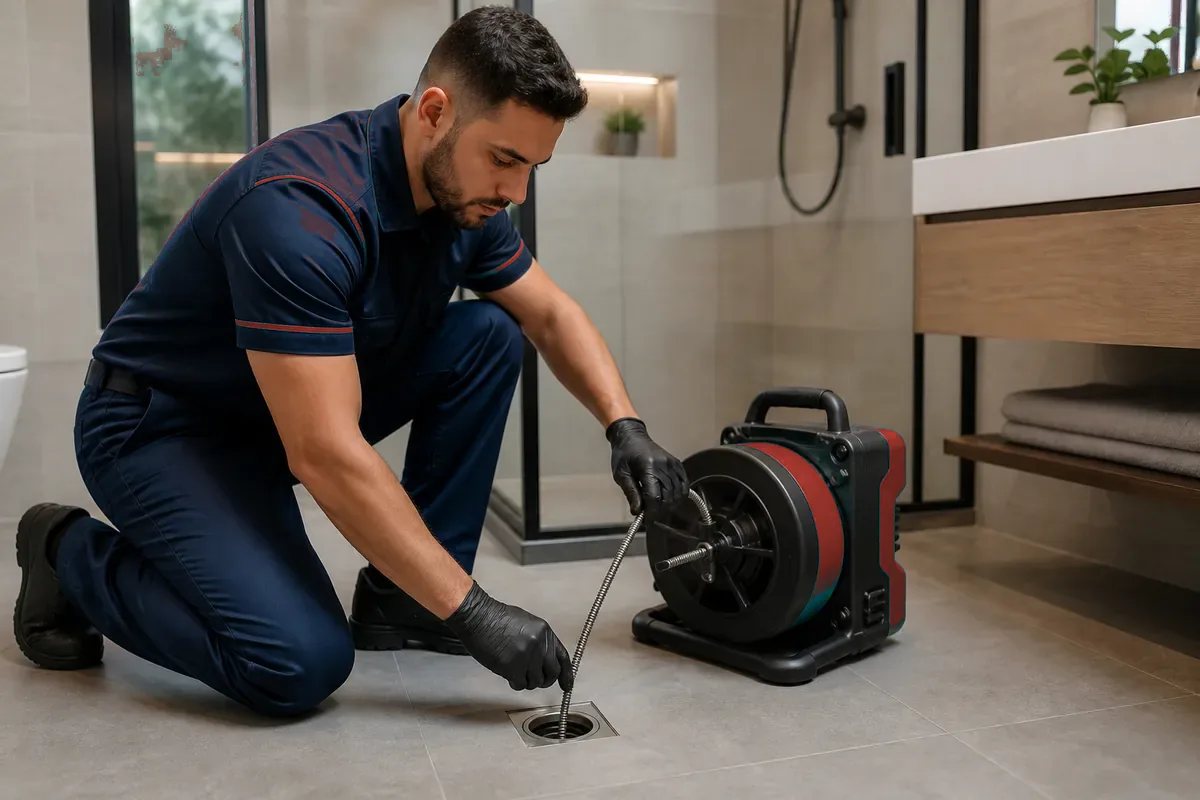 Desentupimento de ralo com equipamento profissional