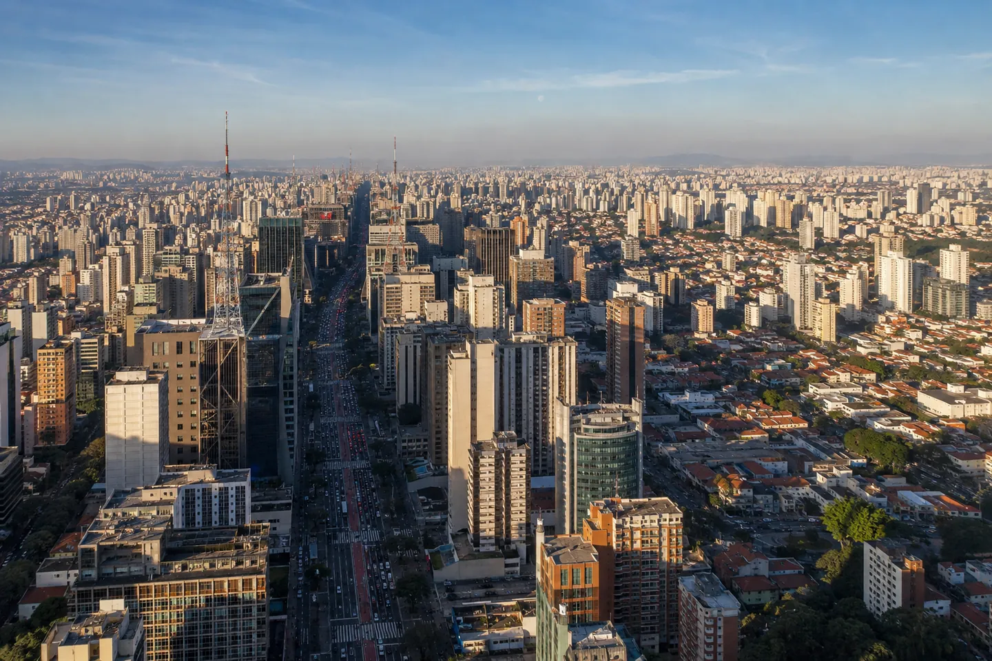 Vista aérea de São Paulo representando a Zona Sul